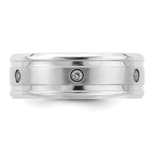 Chisel Cobalt Brushed & Polished with CZ Beveled 8mm Band - Picture 4 of 6